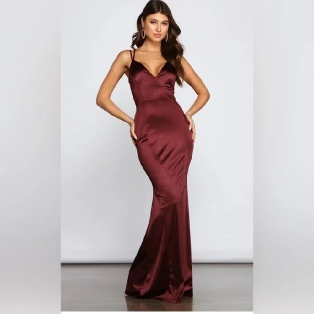 Windsor Heidi Formal Satin Lattice Dress